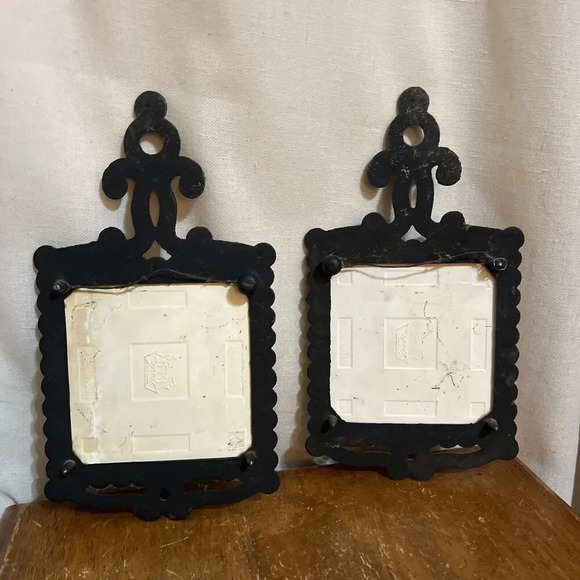 1970's Japan Wall Tile Trivet Cast Iron "Thank‎ You" Prayer Set Antique Vintage - Picture 6 of 8